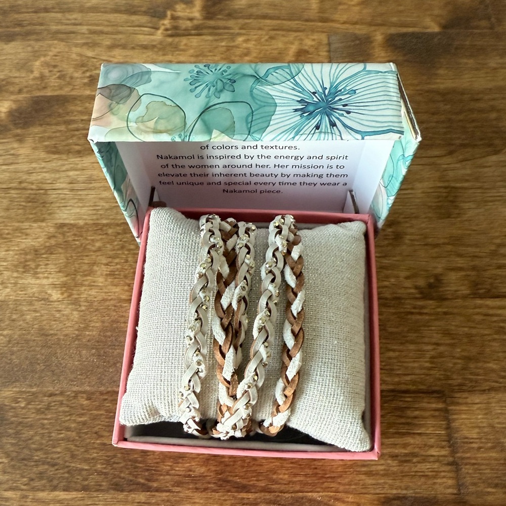 Nakamol Brown and Cream Leather Bracelet